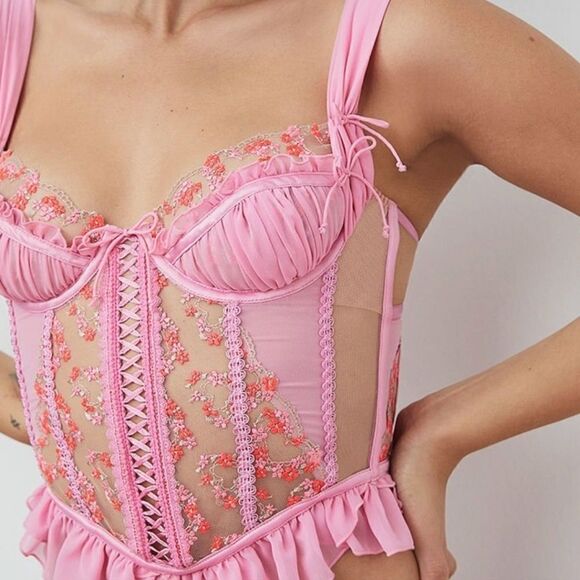 NWT For Love and Lemons Bouquet Embroidery Corset XL - Picture 4 of 11